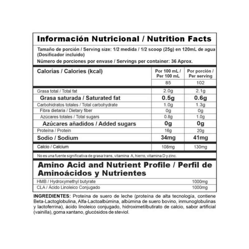 Tabla Nuricional Iso Clean